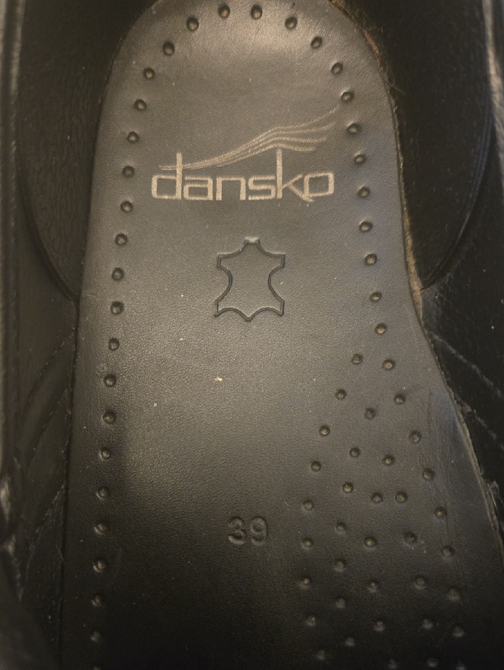 Dansko Black Oiled Metal Floral Patricia Professional Stapled Clogs Size 39 - Picture 9 of 10